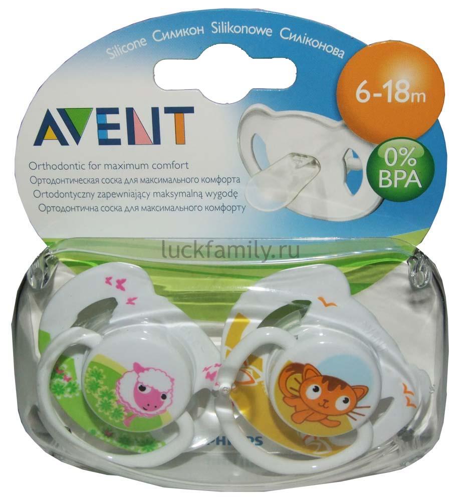 Пустышка силиконовая Avent Домашние животные BPA-Free 6-18 м 83520 (SCF182/24)