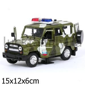 УАЗ HUNTER "ТЕХНОПАРК" МЕТАЛЛ ИНЕРЦ ВОЕННАЯ С СИРЕНОЙ И МИГАЛКАМИ В РУСС. КОР. в кор.2*48шт ― Luckfamily.ru