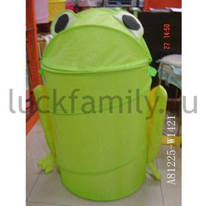 КОРЗИНА ДЛЯ ИГРУШЕК "ЛЯГУШКА" ТКАНЬ ПВХ В ПАК. в кор.50шт ― Luckfamily.ru