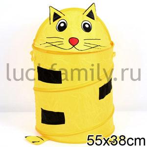 КОРЗИНА ДЛЯ ИГРУШЕК КОТ, ТКАНЬ ПВХ, ЦВЕТ В АССОРТ. B09731 В ПАК. 35*40СМ  в кор.50шт. ― Luckfamily.ru