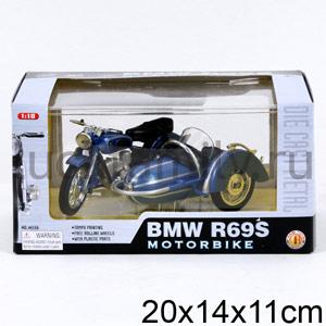 МОТОЦИКЛ МЕТАЛЛ. BMW R69S, ЦВЕТ В АССОРТ. В КОР. 20*14*11СМ в кор.4*12шт. ― Luckfamily.ru