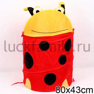 КОРЗИНА ДЛЯ ИГРУШЕК БОЖЬЯ КОРОВКА ТКАНЬ ПВХ В ПАК. 45*50СМ в кор.50шт. ― Luckfamily.ru