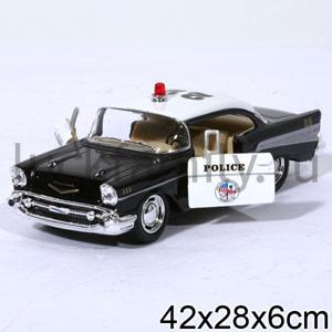 МАШИНА 1957 CHEVROLET BEL AIR POLICE МЕТАЛЛ. ИНЕРЦ. 1:40 ОТКРЫВ. ДВЕРИ В ДИСПЛЕЕ УП-12ШТв  кор.2*6уп ― Luckfamily.ru