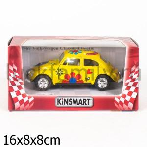 МАШИНА VOLKSWAGEN CLASSICAL BEETLE (1967) МЕТАЛЛ. ИНЕРЦ., ОТКРЫВ. ДВЕРИ В КОР. 12,5СМ в кор.4*24шт ― Luckfamily.ru