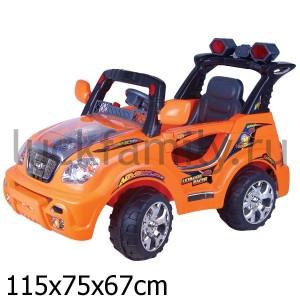 ДЖИП "BUGATI" НА АККУМ. ОРАНЖ., Р/У ПУЛЬТ, 2 МОТОРА, СВЕТ+ЗВУК, 3-8 ЛЕТ, ДО 7 КМ/Ч, 115СМ в кор.1шт ― Luckfamily.ru