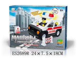 КОНСТРУКТОР ПЛАСТ. МАШИНА СКОРАЯ ПОМОЩЬ 17ДЕТ. SR68004 В РУСС. КОР. 24*8*18СМ в кор.2*15шт ― Luckfamily.ru