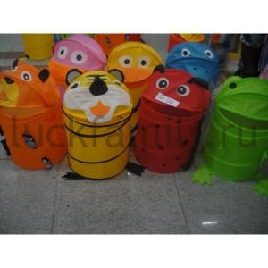 КОРЗИНА ДЛЯ ИГРУШЕК С МОРДАМИ ЗВЕРЕЙ, ЦВЕТ В АССОРТ. B09730 В ПАК. 45*50СМ в кор.50шт ― Luckfamily.ru