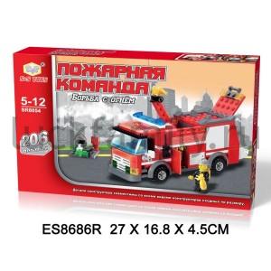 КОНСТРУКТОР ПОЖАРНАЯ КОМАНДА. ПОЖАРНАЯ МАШИНА 206ДЕТ. SR8054 В РУСС. КОР. 27*16*4СМ в кор.2*30шт ― Luckfamily.ru