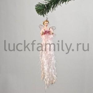 ПОДВЕСКА ФЕЯ 28СМ В РОЗОВОМ ПЛАТЬЕ в кор.12*24шт ― Luckfamily.ru