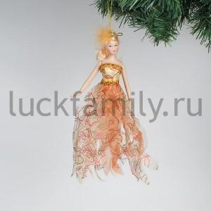 ПОДВЕСКА ФЕЯ 28СМ В ОРАНЖЕВОМ ПЛАТЬЕ В ПАК. в кор.12*12шт ― Luckfamily.ru