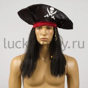 ШЛЯПА КАРНАВАЛЬНАЯ ПИРАТСКАЯ С ПАРИКОМ С ХЕДЕРОМ В ПАК. в кор.24шт ― Luckfamily.ru