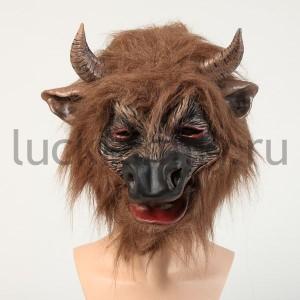 МАСКА КАРНАВАЛЬНАЯ ДИКИЙ БЫК, ЛАТЕКС С ХЕДЕРОМ в кор.24шт ― Luckfamily.ru