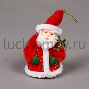 НОВОГОДНЕЕ УКРАШЕНИЕ ДЕД МОРОЗ 10СМ В ПАК. С ХЕДЕРОМ в кор.360шт ― Luckfamily.ru