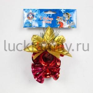 НОВОГОДНЕЕ УКРАШЕНИЕ ГИРЛЯНДА ИЗ КОЛОКОЛЬЧИКОВ НА ЕЛОВОЙ ВЕТКЕ В ПАК. С ХЕДЕРОМ в кор.96шт ― Luckfamily.ru