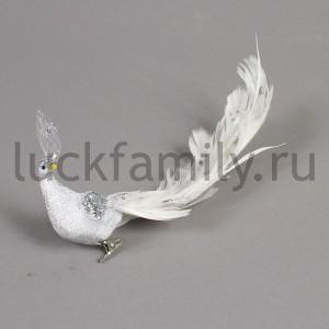 ПТИЦА ДЕКОР. ПАВЛИН СО СТРАЗАМИ, С ПЕРЬЯМИ, W9319 ЦВЕТ В АССОРТ. 30*10СМ УП-6ШТ В КОР в кор.60уп ― Luckfamily.ru
