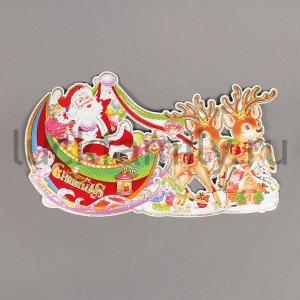 НОВОГОДНЕЕ УКРАШЕНИЕ ИЗ БУМАГИ ДЕД МОРОЗ В САНЯХ в кор.350шт ― Luckfamily.ru