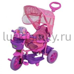 ВЕЛОСИПЕД FAMILY "ЛУНТИК" 3-Х КОЛ, РУЧКА, ПЛАСТ. КОЛ. 1*10" И 2*8", ПОДДОН, ТРУСЫ, ТЕНТ в кор.4шт ― Luckfamily.ru