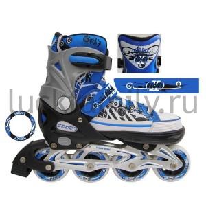 РОЛИКИ РАЗДВ., АЛЮМИН.РАМА, ABEC-5 CARBON, КОЛЕСА PU 76*24, ЦВЕТ СИНИЙ, Р-Р 40-43 В КОР. в кор.6пар ― Luckfamily.ru