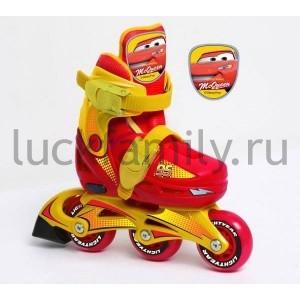 РОЛИКИ РАЗДВ., ПЛАСТИК.РАМА, 608Z, КОЛЕСА PVC 60*16ММ, ДИЗАЙН ТАЧКИ DISNEY, Р-Р 26-29 в кор.6пар ― Luckfamily.ru