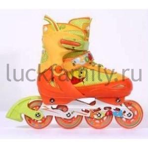 РОЛИКИ РАЗДВ., АЛЮМИН.РАМА, ABEC-7 CARBON, КОЛЕСА PU 70*24ММ, ВИННИ ПУХ DISNEY, Р-Р 34-37 в кор.6пар ― Luckfamily.ru