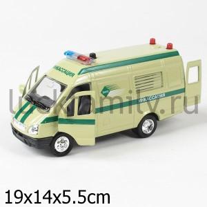 МАШИНА "ТЕХНОПАРК" МЕТАЛЛ. ИНЕРЦ. ГАЗЕЛЬ ИНКАССАЦИЯ 1:43 СВЕТ+ЗВУК В РУСС. КОР. в кор.2*24шт. ― Luckfamily.ru