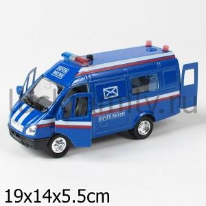 МАШИНА "ТЕХНОПАРК" МЕТАЛЛ. ИНЕРЦ. ГАЗЕЛЬ ПОЧТА РОССИИ 1:43 СВЕТ+ЗВУК В РУСС. КОР. в кор.2*24шт. ― Luckfamily.ru