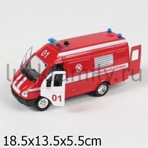 МАШИНА "ТЕХНОПАРК" МЕТАЛЛ. ИНЕРЦ. ГАЗЕЛЬ ПОЖАРНАЯ СЛУЖБА 1:43 СВЕТ+ЗВУК В РУСС. КОР. в кор.2*24шт. ― Luckfamily.ru