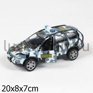 МАШИНА "ТЕХНОПАРК" МЕТАЛЛ. ИНЕРЦ. VOLVO ОМОН СВЕТ+ЗВУК, ОТКРЫВ. ДВЕРИ В РУСС. КОР. в кор.2*24шт ― Luckfamily.ru