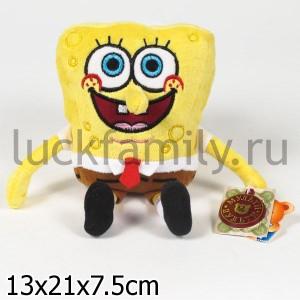 МЯГКАЯ ИГРУШКА "МУЛЬТИ-ПУЛЬТИ" ГУБКА БОБ, ОЗВУЧ. РУСС. ЧИП. В ПАК. (РУСС. УП.) 14СМ в кор.24шт ― Luckfamily.ru