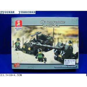 КОНСТРУКТОР ПЛАСТ. "СУХОПУТНЫЕ ВОЙСКА" 138ДЕТ. В РУСС. КОР. 23*18*4СМ в кор.2*24шт ― Luckfamily.ru