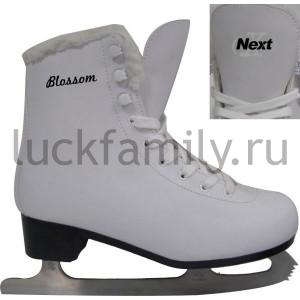 КОНЬКИ NEXT ФИГУРНЫЕ БЕЛЫЕ, ИСКУССТВ. КОЖА, ВНУТРИ МЕХ, Р-Р 30 В РУСС. КОР. в кор.6пар ― Luckfamily.ru