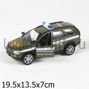 МАШИНА "ТЕХНОПАРК" МЕТАЛЛ. ИНЕРЦ. VOLVO ВООРУЖЕННЫЕ СИЛЫ, СВЕТ+ЗВУК В РУСС. КОР. в кор.2*24шт ― Luckfamily.ru
