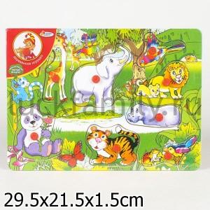 РАМКА - ВКЛАДЫШ ДЕРЕВЯН. "ИГРАЕМ ВМЕСТЕ" ДЖУНГЛИ A00952 29*21СМ в кор.36шт ― Luckfamily.ru