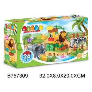 КОНСТРУКТОР ПЛАСТ. ЗООПАРК 26ДЕТ. 5002 КОР. 32*8*20СМ в кор.2*18шт ― Luckfamily.ru