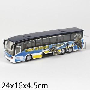 АВТОБУС "ТЕХНОПАРК" МЕТАЛЛ. ИНЕРЦ. СВЕТ+ЗВУК, ОТКРЫВ. ДВЕРИ И КАПОТ В РУСС. КОР. 16СМ в кор.2*24шт ― Luckfamily.ru