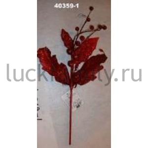 НОВОГОДНЕЕ УКРАШЕНИЕ ВЕТОЧКА С ЯГОДАМИ И ХВОЕЙ, ЦВЕТ КРАСНЫЙ в кор.2*72шт ― Luckfamily.ru