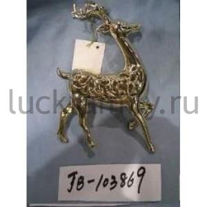 НОВОГОДНЕЕ УКРАШЕНИЕ ПОДВЕСКА ОЛЕНЬ 17СМ ЗОЛОТАЯ В ПАК. в кор.2*36шт ― Luckfamily.ru