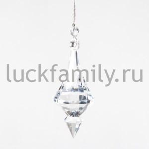 НОВОГОДНЕЕ УКРАШЕНИЕ ПОДВЕСКА 8СМ, ЦВЕТ БЕЛЫЙ ПРОЗРАЧНЫЙ В ПАК. в кор.2*72шт ― Luckfamily.ru