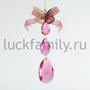 НОВОГОДНЕЕ УКРАШЕНИЕ ПОДВЕСКА БАБОЧКА 22СМ, ЦВЕТ РОЗОВЫЙ В ПАК. в кор.2*72шт ― Luckfamily.ru