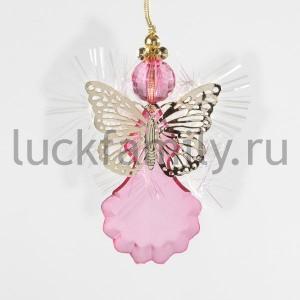 НОВОГОДНЕЕ УКРАШЕНИЕ ПОДВЕСКА БАБОЧКА 19СМ, ЦВЕТ РОЗОВЫЙ В ПАК. в кор.2*72шт ― Luckfamily.ru