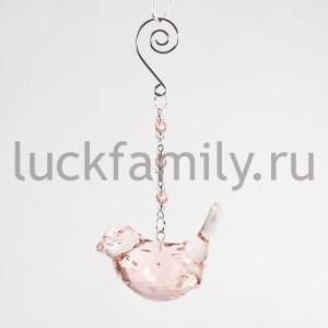 НОВОГОДНЕЕ УКРАШЕНИЕ ПОДВЕСКА ПТИЧКА, ЦВЕТ БЛЕДНО-РОЗОВЫЙ В ПАК. в кор.6*12шт ― Luckfamily.ru