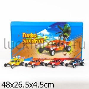 МАШИНА TURBO SANDRAIL МЕТАЛЛ. ИНЕРЦ. ЦВЕТ В АССОРТ. В ДИСПЛЕЕ 13СМ УП-12ШТ в кор.2*6уп ― Luckfamily.ru