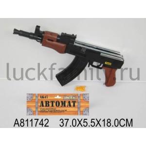 АВТОМАТ АК-47 ПНЕВМ. "ИГРАЕМ ВМЕСТЕ" С ОПТИЧ. ПРИЦЕЛОМ, С ПУЛЬКАМИ В ПАК. 37*6*18СМ в кор.2*30шт ― Luckfamily.ru