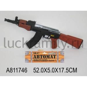 АВТОМАТ АК-47 ПНЕВМ. "ИГРАЕМ ВМЕСТЕ" С ОПТИЧ. ПРИЦЕЛОМ, С ПУЛЬКАМИ TS48 В ПАК 52*5*17СМ в кор.2*24шт ― Luckfamily.ru