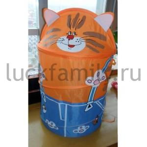 КОРЗИНА ДЛЯ ИГРУШЕК "ИГРАЕМ ВМЕСТЕ" "КОТ ИЗ ПОПУГАЯ КЕШИ" В ПАК. (РУСС. УП.) 45*50СМ в кор.50шт ― Luckfamily.ru
