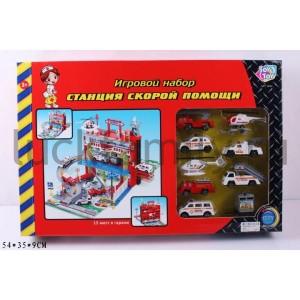 ИГРОВОЙ НАБОР "СТАНЦИЯ СКОРОЙ ПОМОЩИ" ГАРАЖ С МАШИНКАМИ И АКСЕСС. 3042 В КОР. 54*35*9СМ в кор.18шт ― Luckfamily.ru