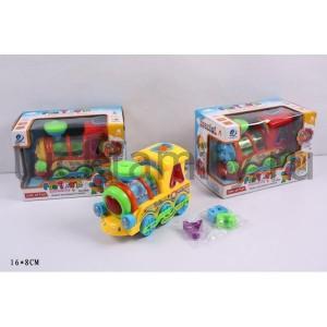 ИГРУШКА РАЗВИВАЮЩАЯ ПАРОВОЗ НА БАТ. СВЕТ+ЗВУК, С ЛОГИЧ. ИГРОЙ, В АССОРТ. 0649 В КОР. в кор.2*48шт ― Luckfamily.ru