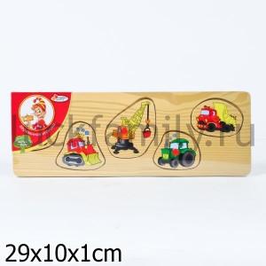 РАМКА-ВКЛАДЫШ ДЕРЕВЯН. "ИГРАЕМ ВМЕСТЕ" СТРОЙТЕХНИКА 29*10СМ в кор.2*36шт ― Luckfamily.ru