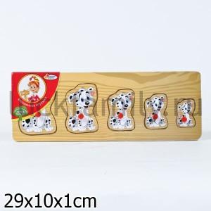РАМКА-ВКЛАДЫШ ДЕРЕВЯН. "ИГРАЕМ ВМЕСТЕ" ДАЛМАТИНЦЫ 29*10СМ в кор.2*36шт ― Luckfamily.ru