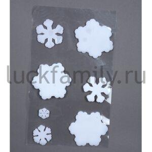 НАБОР НОВОГОДНИХ НАКЛЕЕК НА ОКНА СНЕЖИНКИ В ПАК. в кор.2*72шт ― Luckfamily.ru